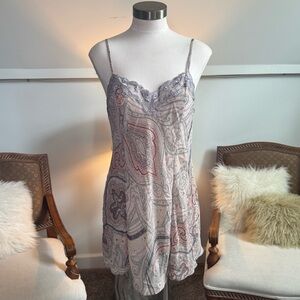 Vintage Victoria’s Secret 00s Y2K Paisley Lace-Trim Chemise Mini Slip Dress